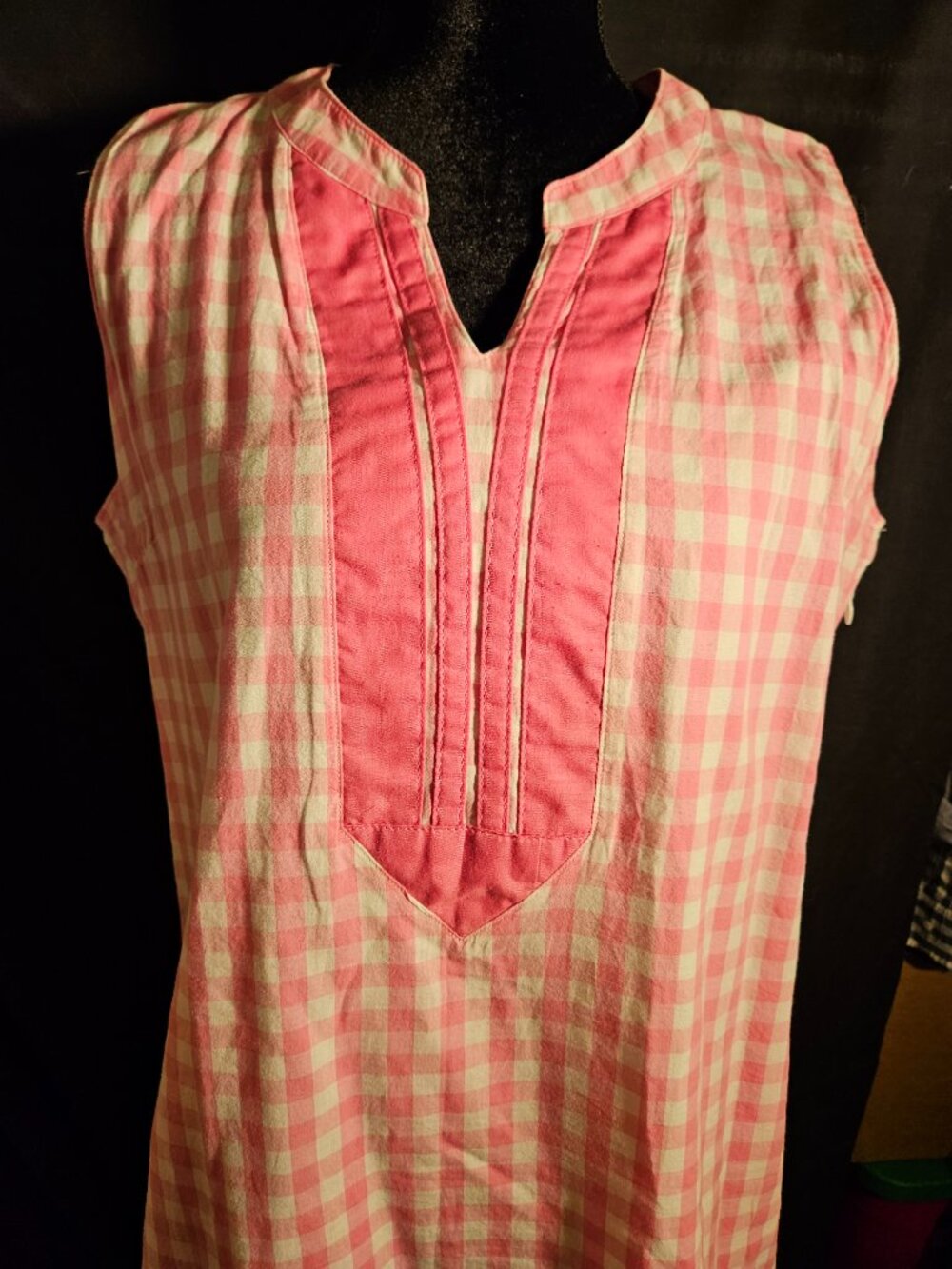 Classic Pink & White Gingham Check Summer Tunic Dress from Duffield Lane Size L